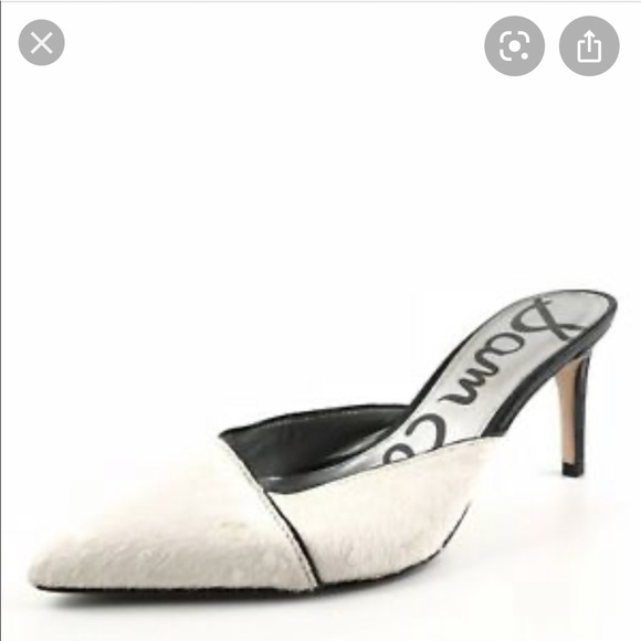 Sam Edelman Odelia Cow fur white cream slides heel - Picture 2 of 5